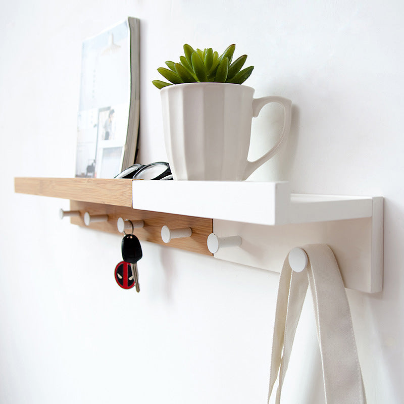 "WoodWays™ - Mensola da Parete con Ganci in Legno Massello per un Organizzazione Creativa!"