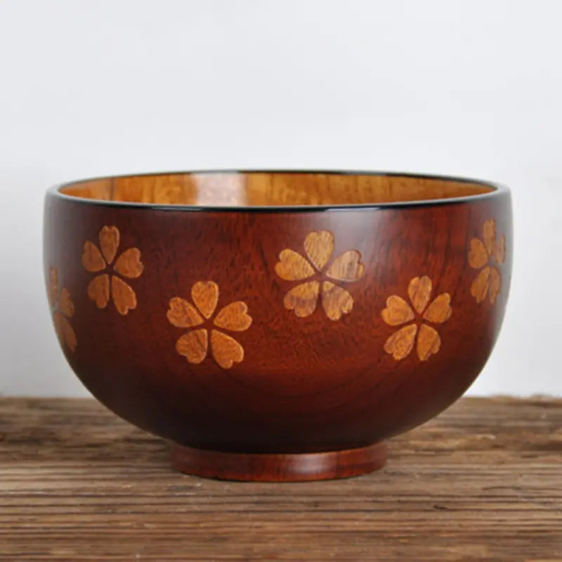 Handmade Wooden Soup Bowl with Spoon and Salt Scoop