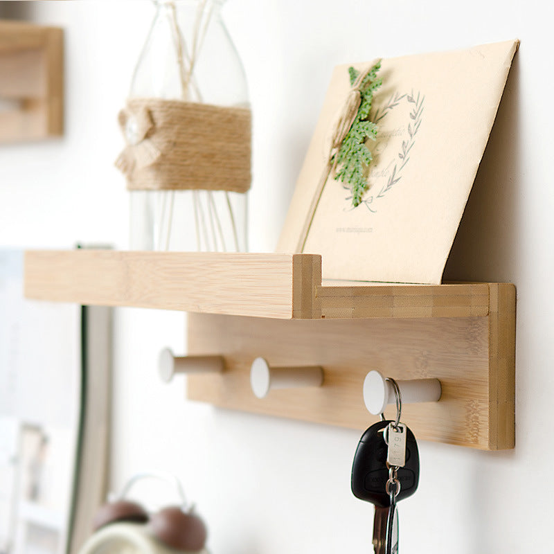 "WoodWays™ - Mensola da Parete con Ganci in Legno Massello per un Organizzazione Creativa!"