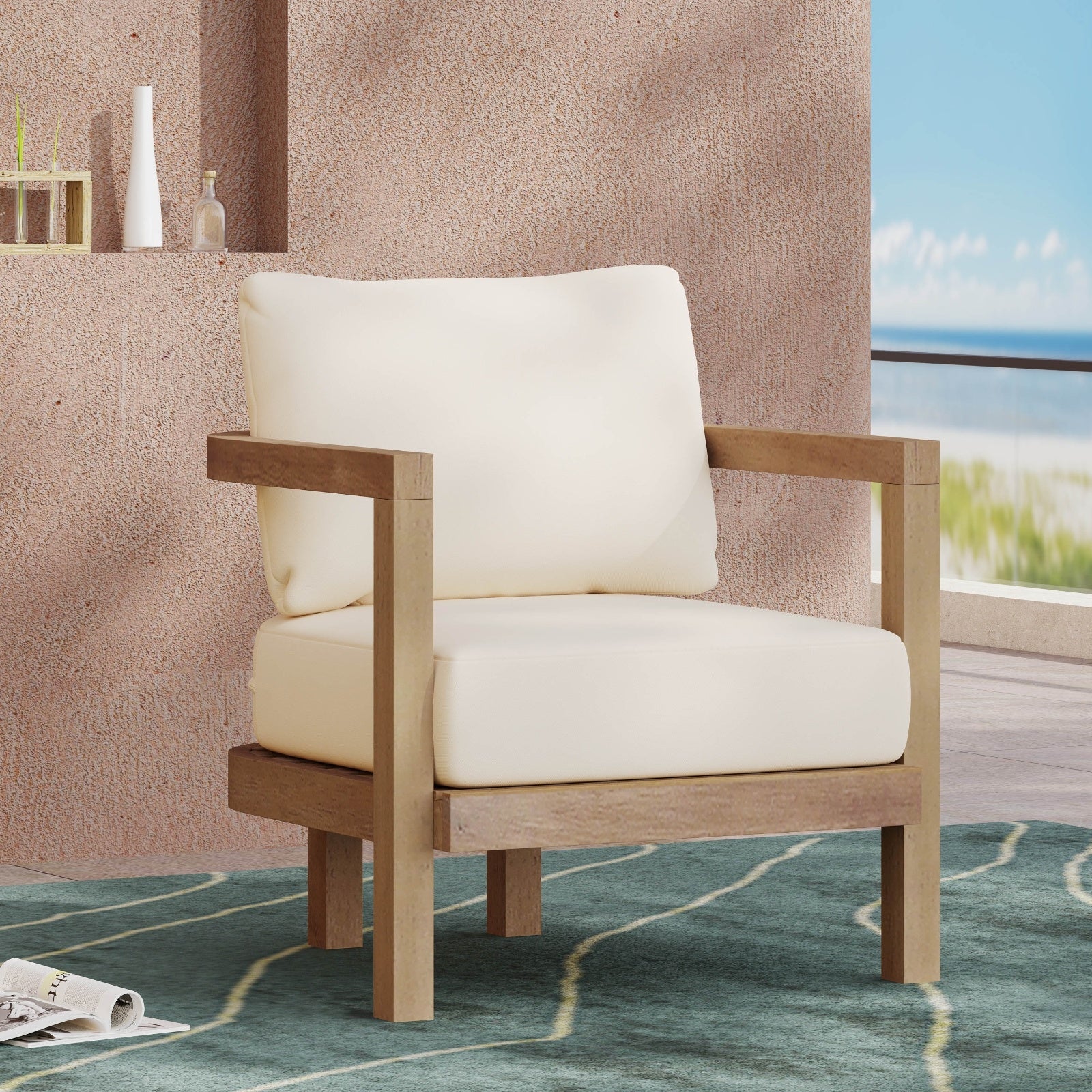 Poltrona da Esterno in Legno di Acacia - Eleganza Naturale e Comfort Premium