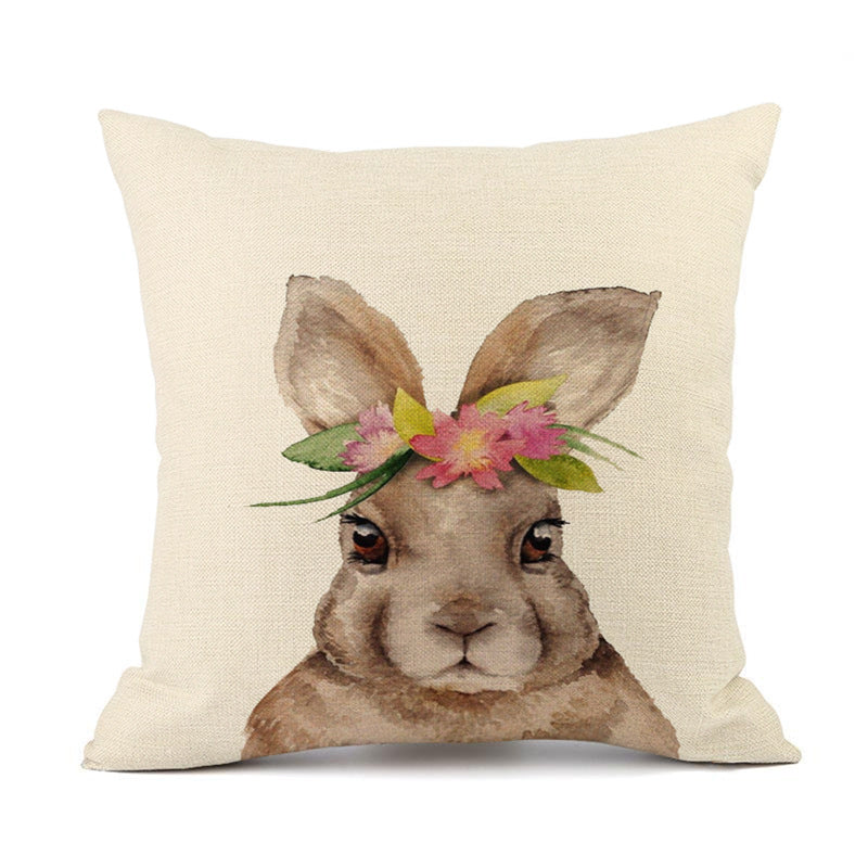 Easter Bunny Egg Cotton Linen Cushion Cover