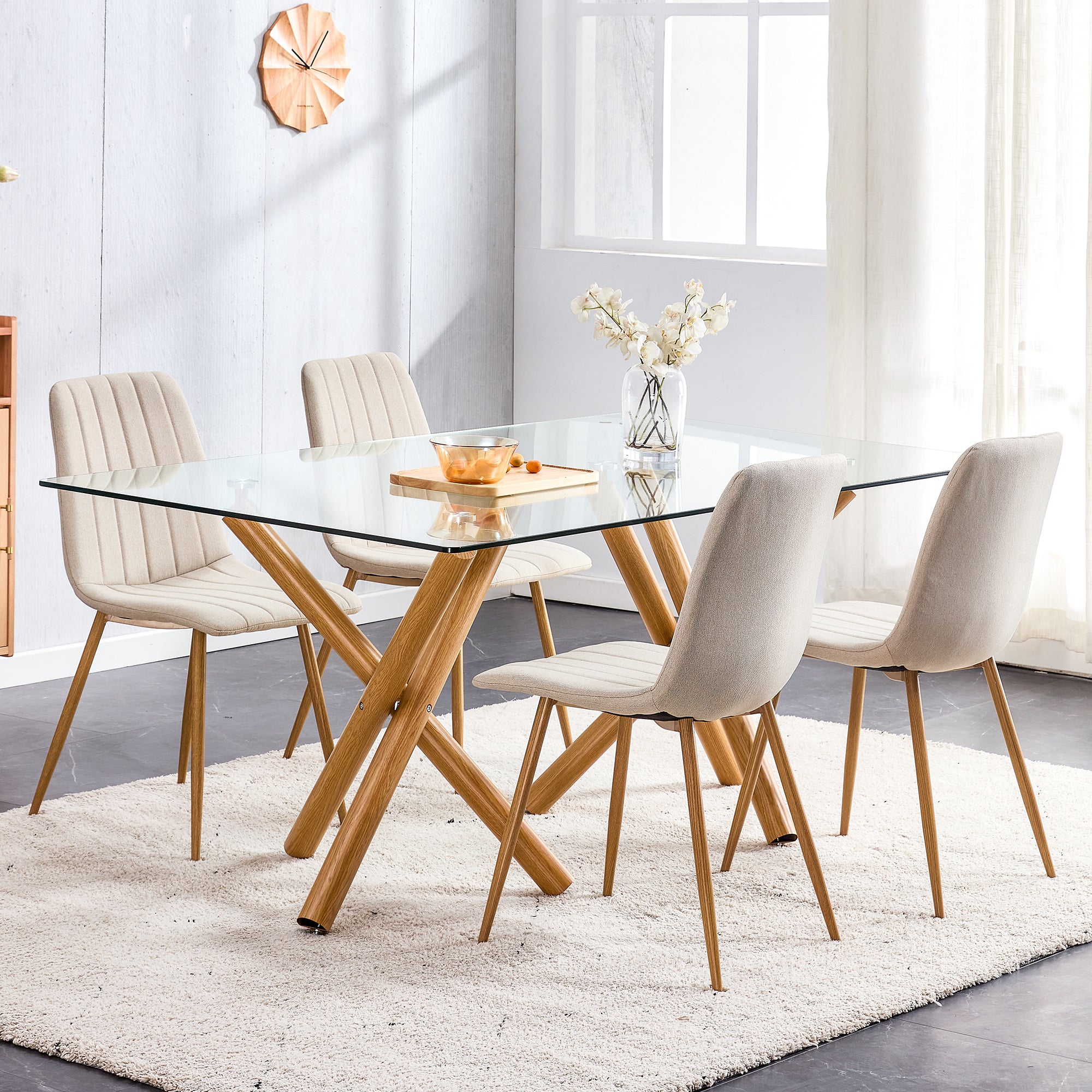 Tavolo da Pranzo in Vetro Rettangolare Moderno e Minimalista per 6-8 Persone
