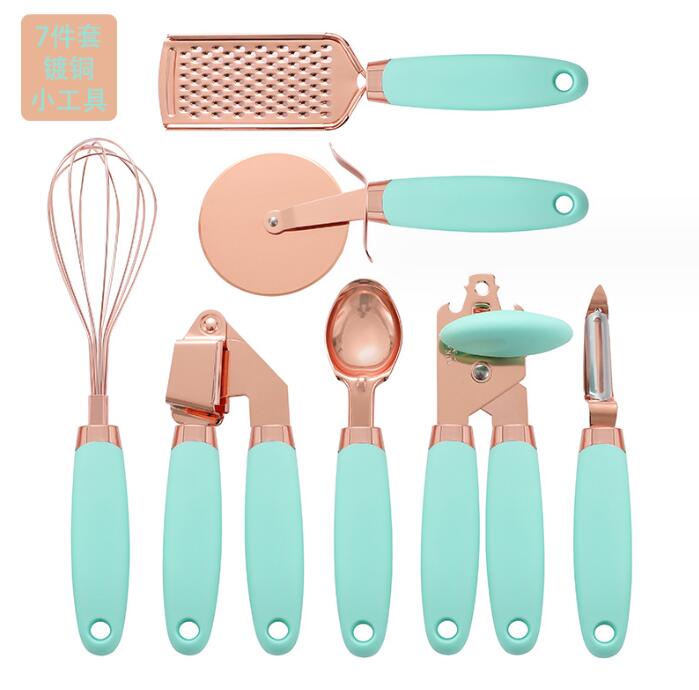 Set Utensili da Cucina in Acciaio Inossidabile Placcato Rame: Eleganza Funzionale nella tua Cucina