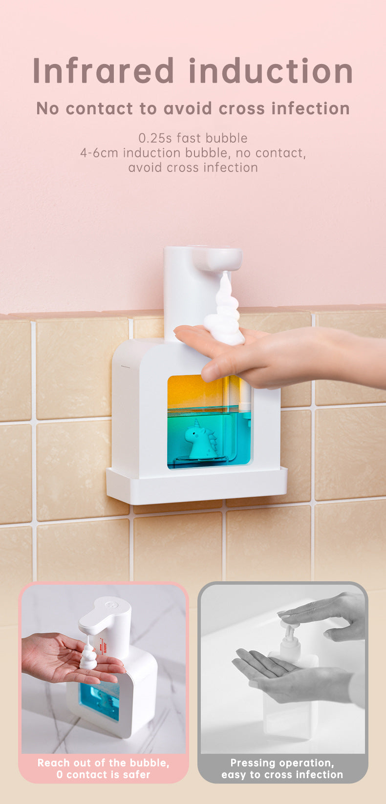 "FelinFoam™ - Dispenser Automatico di Sapone a Rilevamento per Bambini con Luce Notturna: Igienico e Divertente!"