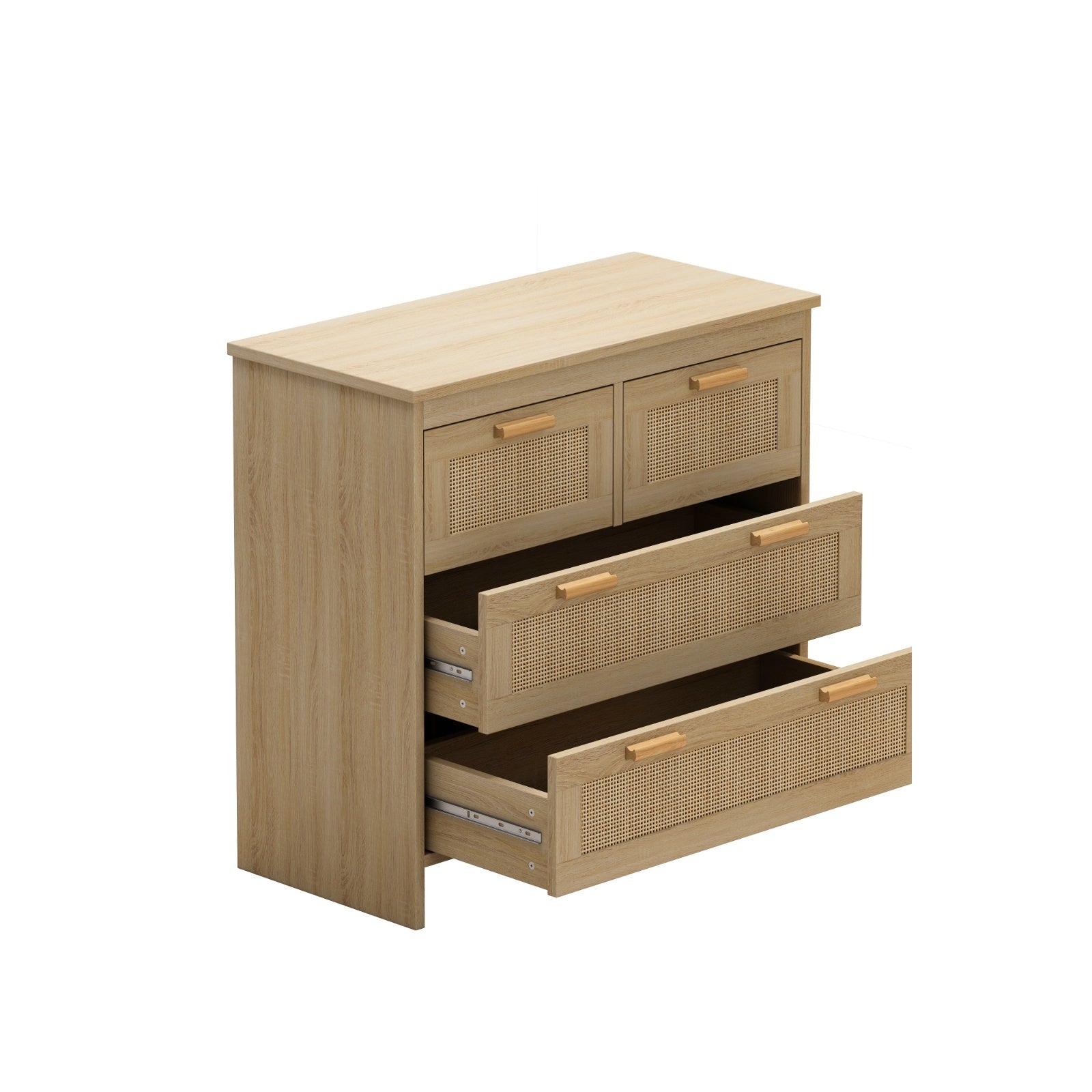 Eleganza Naturale con Mobile in Rattan a 4 Cassetti