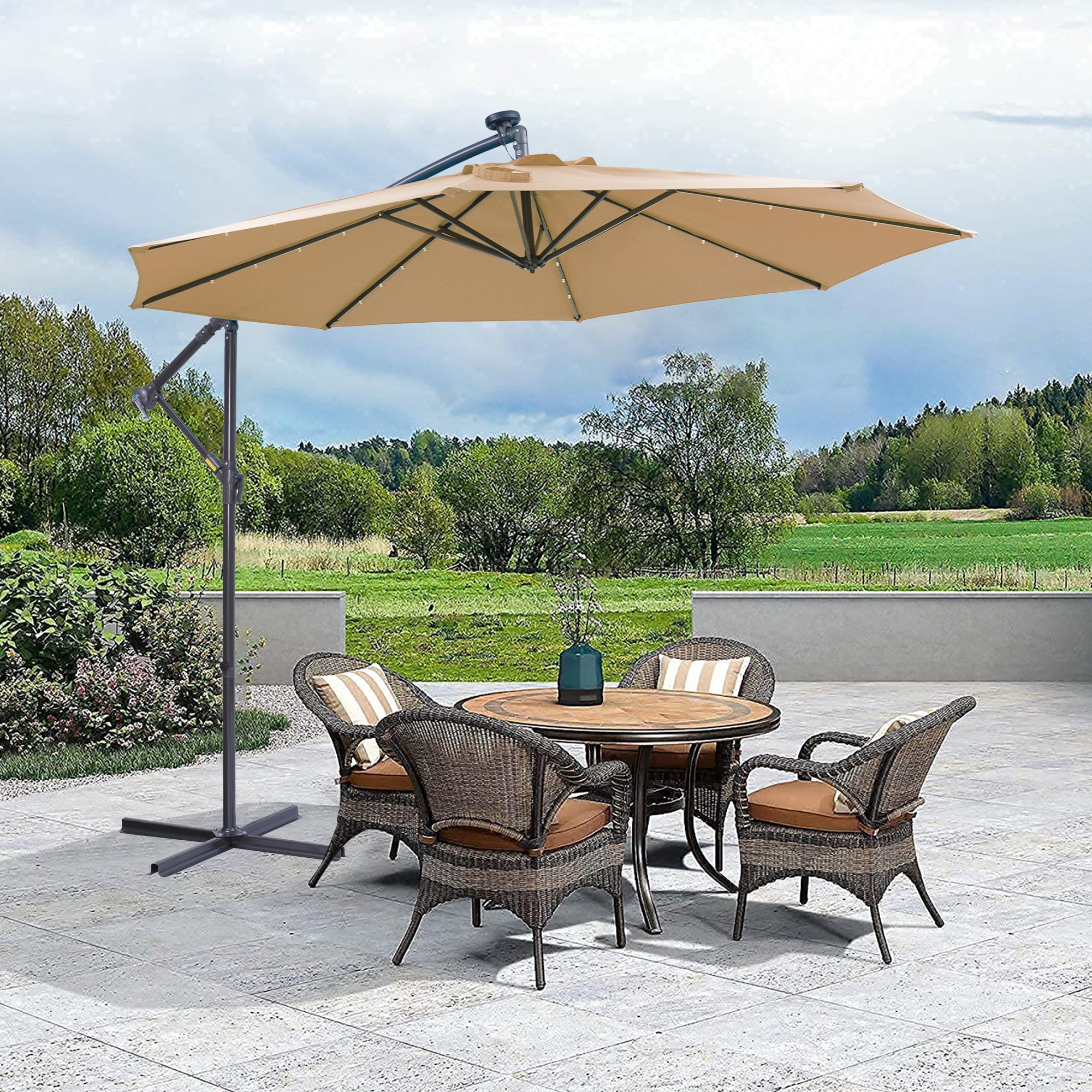 Ombrellone da Patio Solare con LED - Eleganza e Funzionalità per il Tuo Spazio Esterno
