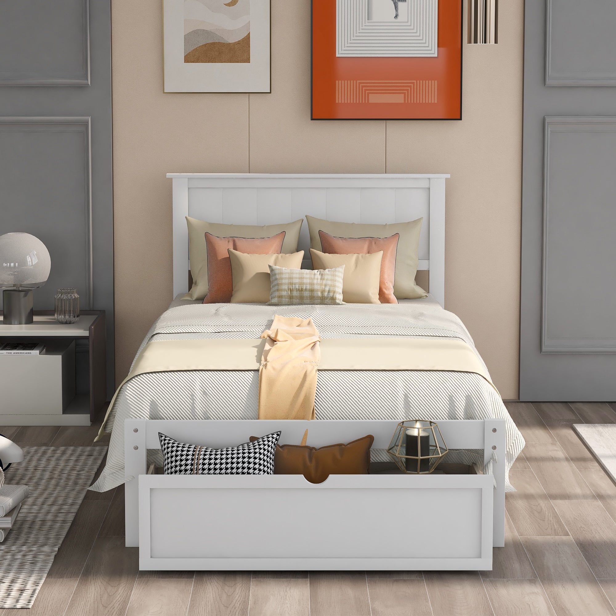 "Eleganza e Funzionalità: Letto Singolo con Cassetto Integrato Bianco"