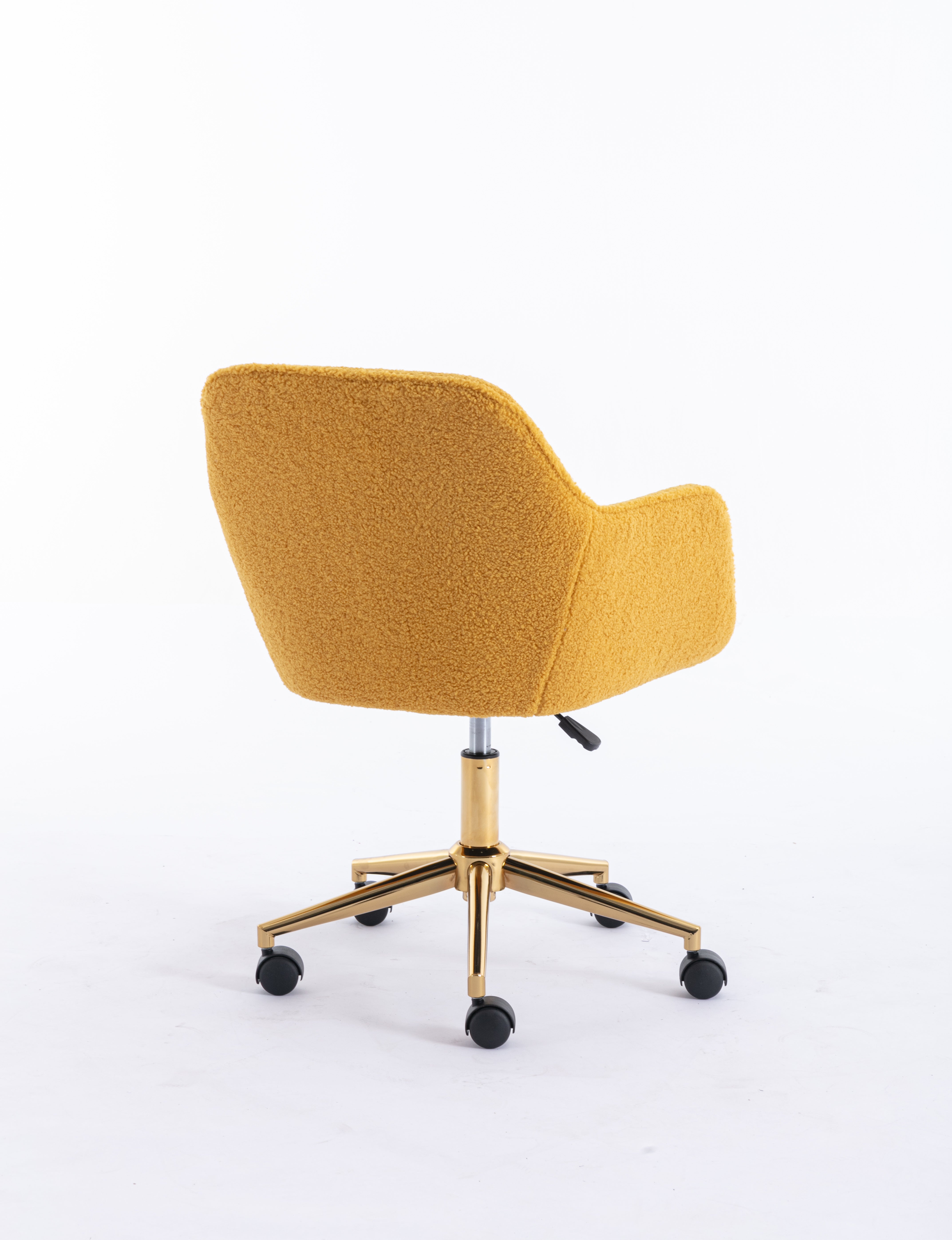Radioso Comfort: Sedia da Ufficio Moderna in Tessuto Teddy Regolabile in Altezza, Girevole a 360 Gradi - Giallo