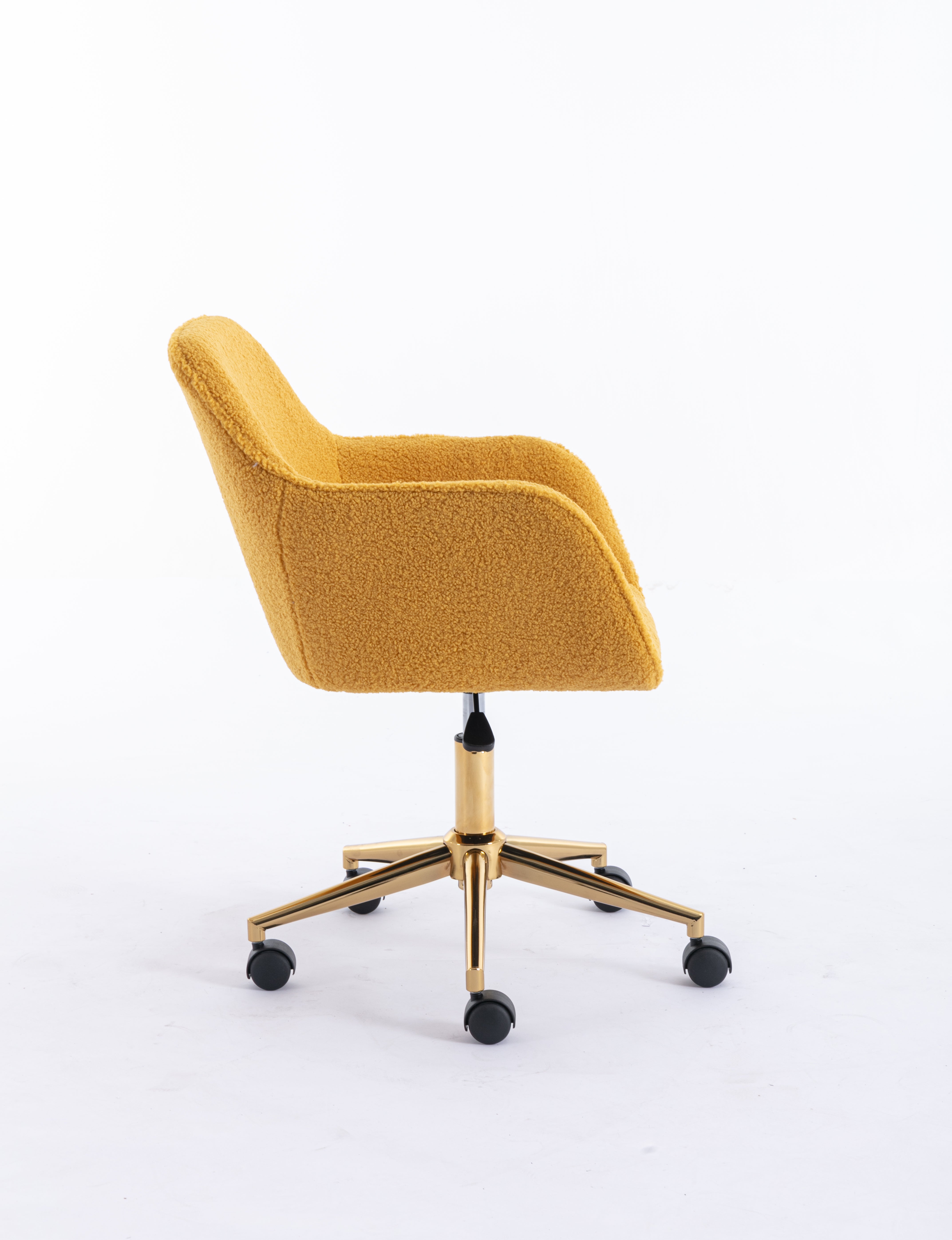 Radioso Comfort: Sedia da Ufficio Moderna in Tessuto Teddy Regolabile in Altezza, Girevole a 360 Gradi - Giallo