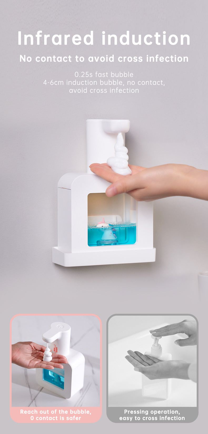 "FelinFoam™ - Dispenser Automatico di Sapone a Rilevamento per Bambini con Luce Notturna: Igienico e Divertente!"