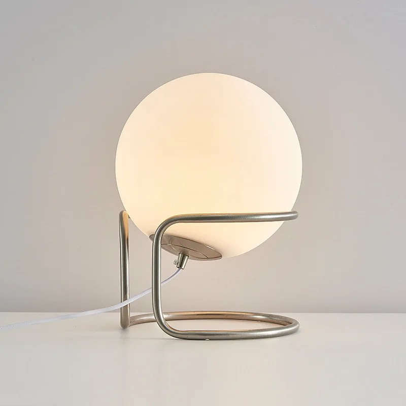Minimalism Bauhaus White Glass Table Lamp Nordic Home Decor Study Reading Bedroom Bedside Desk Lamp Atmosphere LED Light Lustre