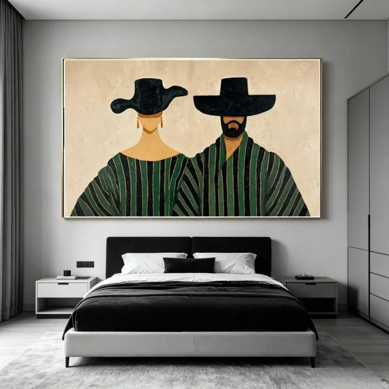 Dipinto a Mano Mid-Century Couple