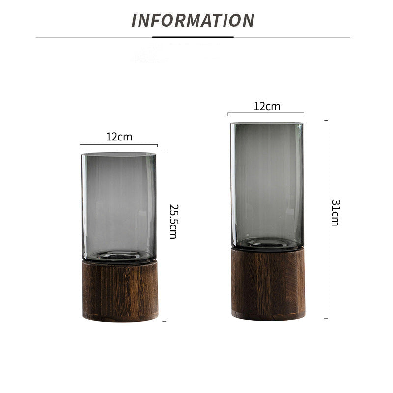 Eleganza Luminosa: Vaso in Vetro di Lusso con Base in Legno - Creatività Incandescente