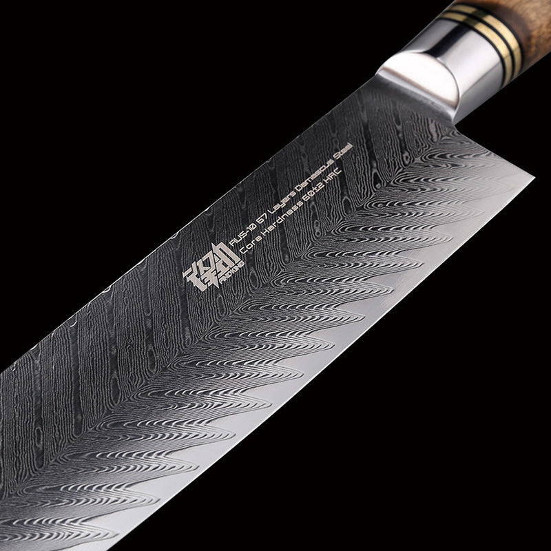 "Damascus Mastery™ - Coltello Santoku da 7 pollici con Motivo a Spina di Pesce"