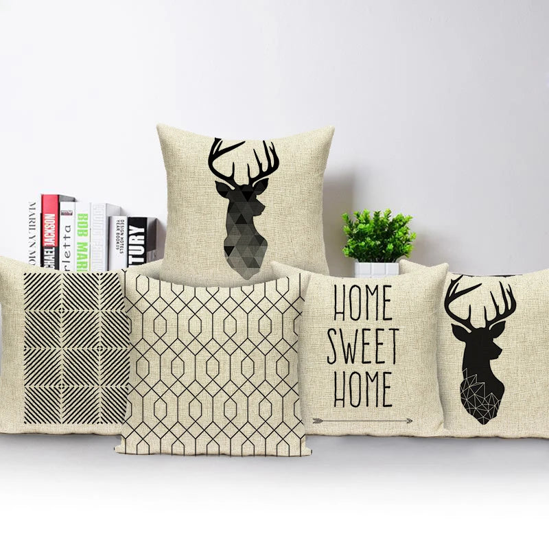 Federa Decorativa a Motivo Geometrico Bianco e Nero - Stile Moderno per Divano, Letto e Auto