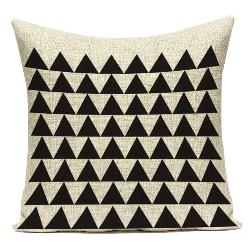 Federa Decorativa a Motivo Geometrico Bianco e Nero - Stile Moderno per Divano, Letto e Auto