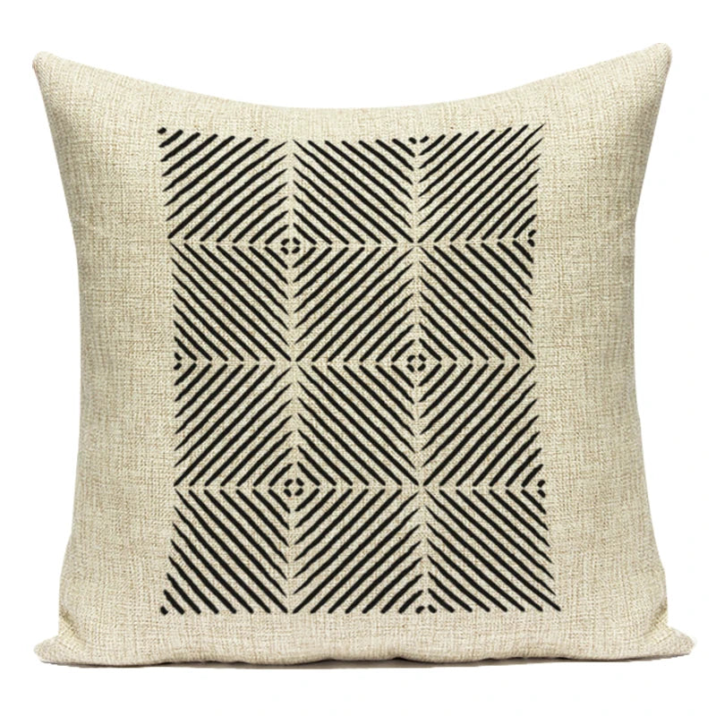 Federa Decorativa a Motivo Geometrico Bianco e Nero - Stile Moderno per Divano, Letto e Auto