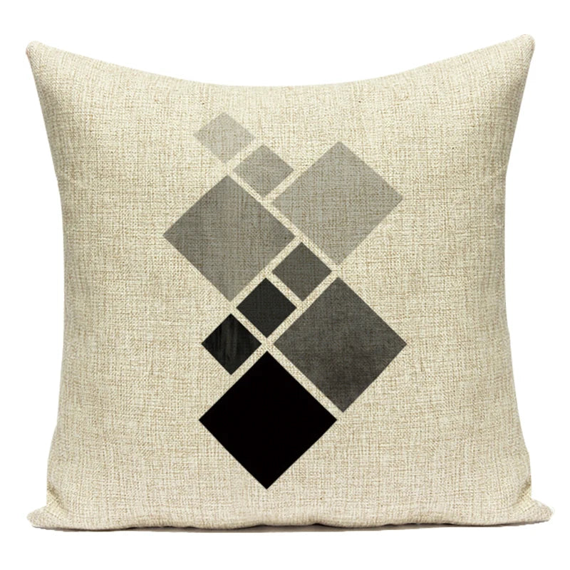 Federa Decorativa a Motivo Geometrico Bianco e Nero - Stile Moderno per Divano, Letto e Auto