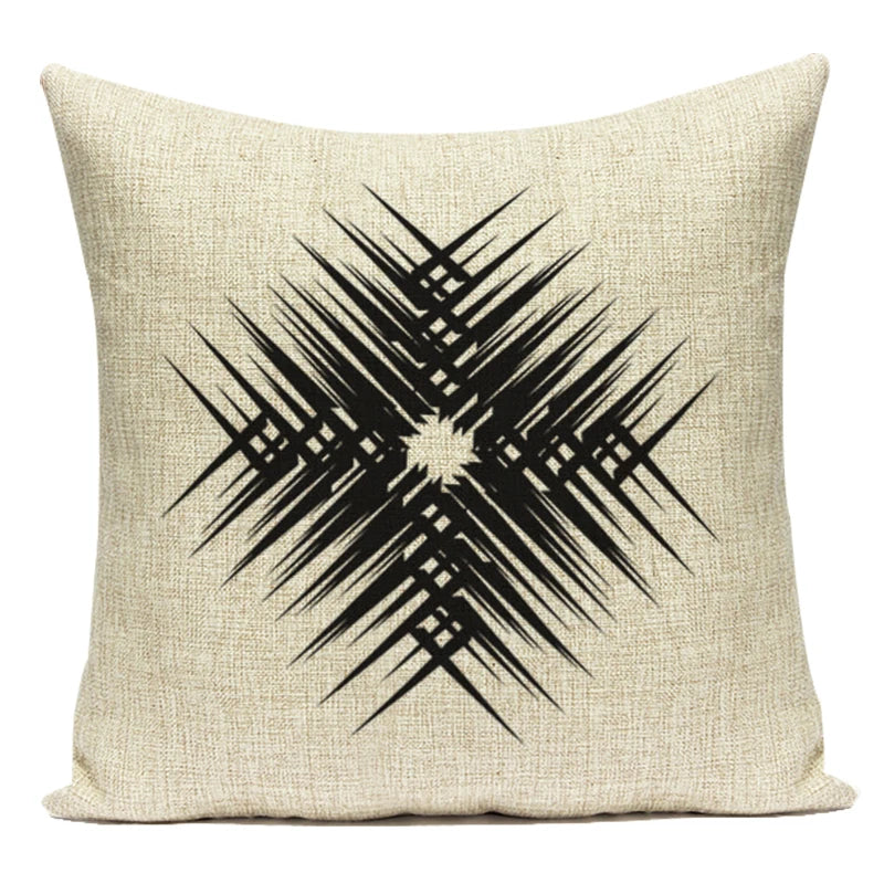 Federa Decorativa a Motivo Geometrico Bianco e Nero - Stile Moderno per Divano, Letto e Auto