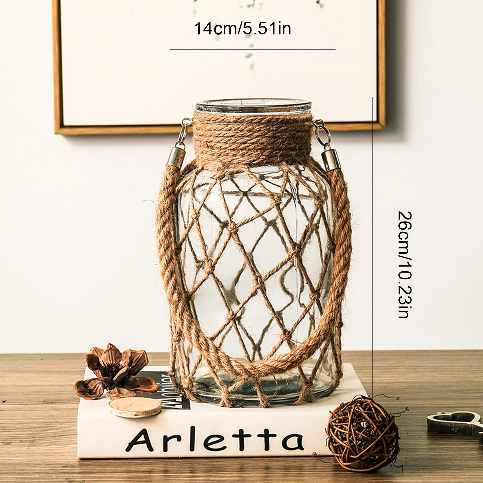 Vaso Idroponico Vintage con Corde Intrecciate - Design Naturale per Decorazioni Floreali