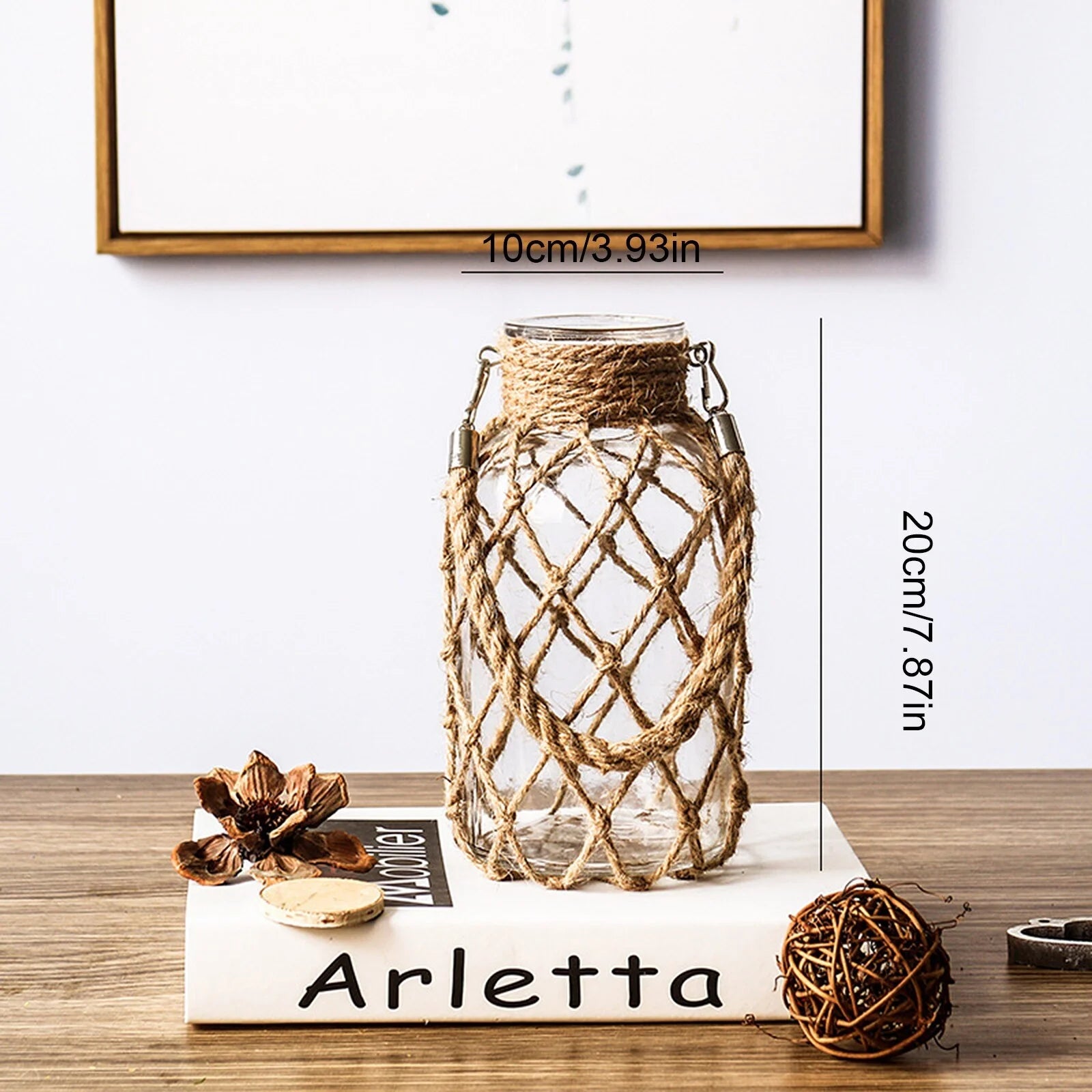 Vaso Idroponico Vintage con Corde Intrecciate - Design Naturale per Decorazioni Floreali