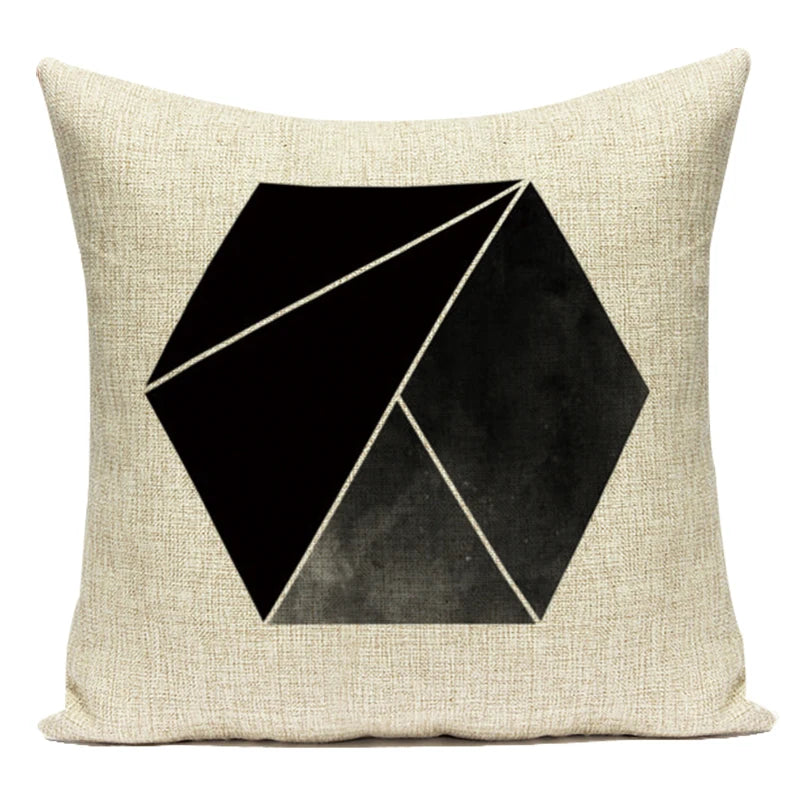 Federa Decorativa a Motivo Geometrico Bianco e Nero - Stile Moderno per Divano, Letto e Auto