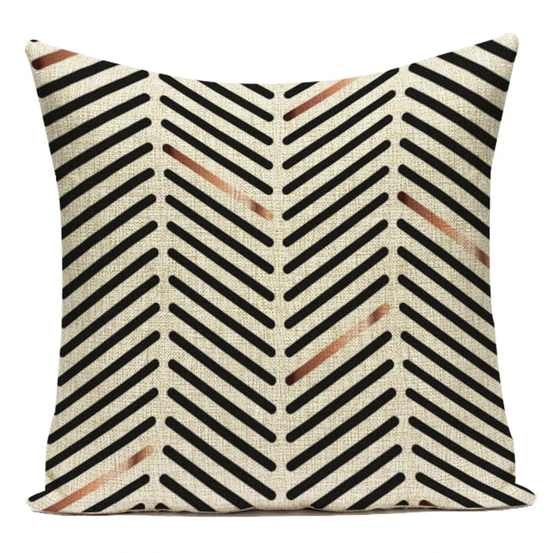 Federa Decorativa a Motivo Geometrico Bianco e Nero - Stile Moderno per Divano, Letto e Auto