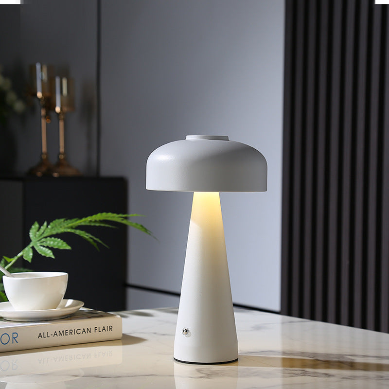 Lampada da Comodino a Fungo con Ricarica Wireless - Design Delicato e Multifunzione