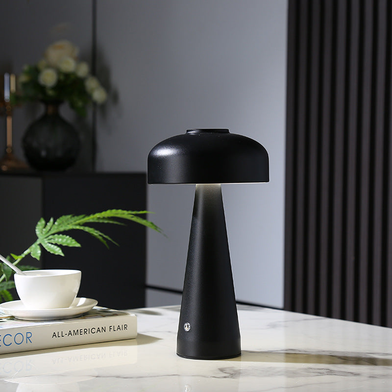 Lampada da Comodino a Fungo con Ricarica Wireless - Design Delicato e Multifunzione