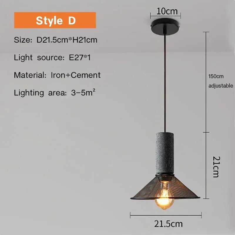 Lampada a Sospensione Retro in Cemento – Stile Industriale e Design Vintage