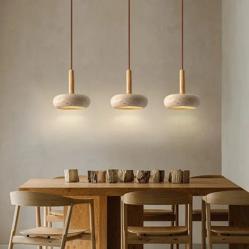Lampada a Sospensione Wabi-Sabi in Travertino – Design Moderno e Naturale