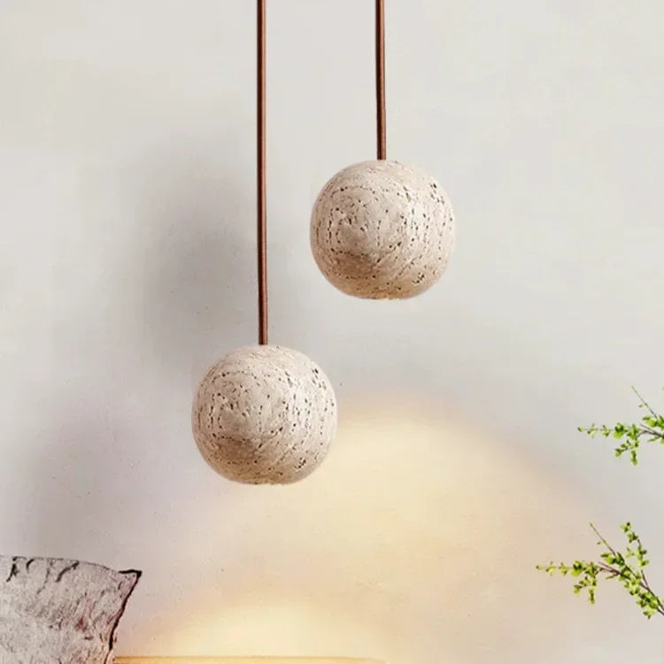 Lampada a Sospensione Wabi-Sabi in Travertino – Design Moderno e Naturale