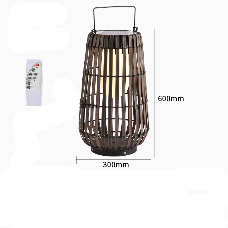 Luce Solare Portatile in Rattan per Atmosfere Eleganti