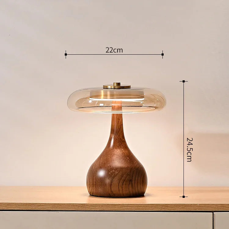 Lampada da Tavolo in Vetro e Noce - Eleganza e Raffinatezza per Ogni Ambiente