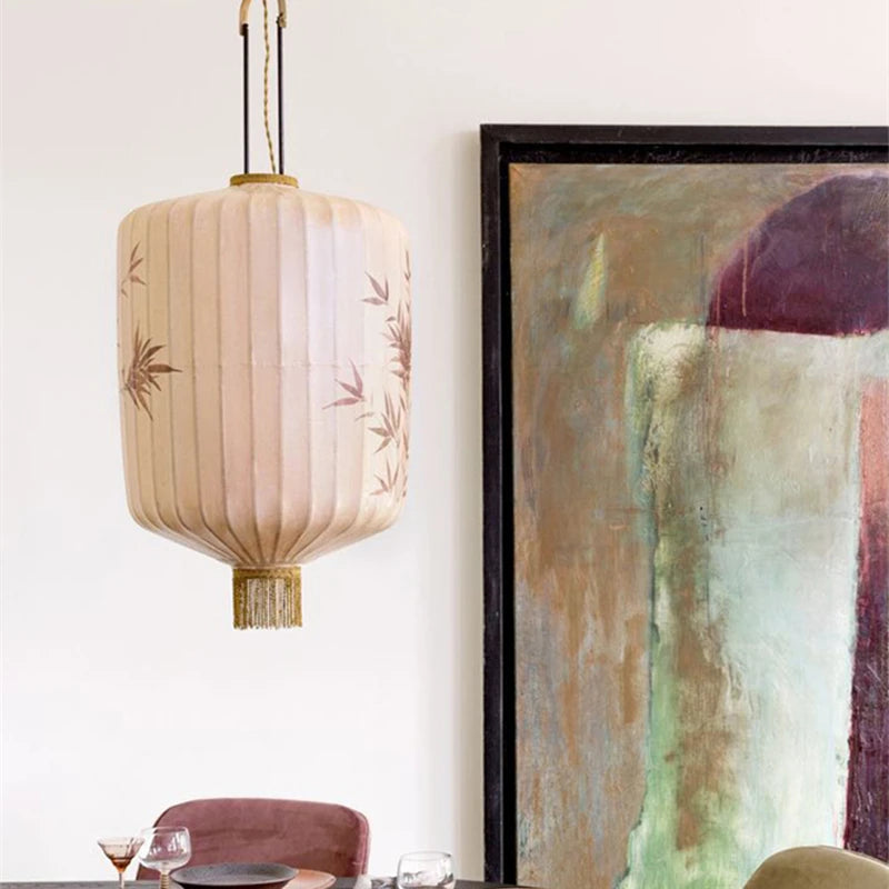 Lampada Lanterna in Tessuto Asiatico - Eleganza Retrò per Ogni Ambiente