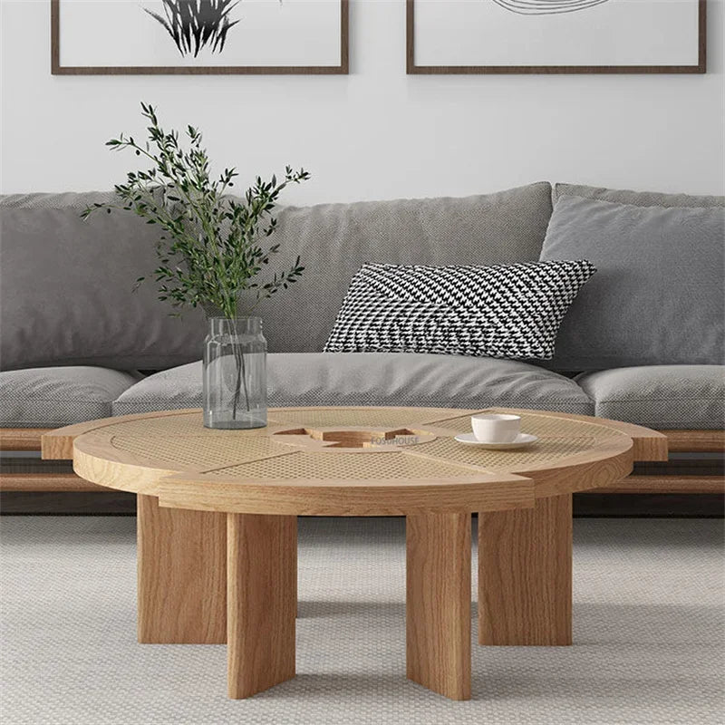 Tavolino da Salotto in Rattan e Legno Massello - Eleganza e Raffinatezza per Ogni Ambiente