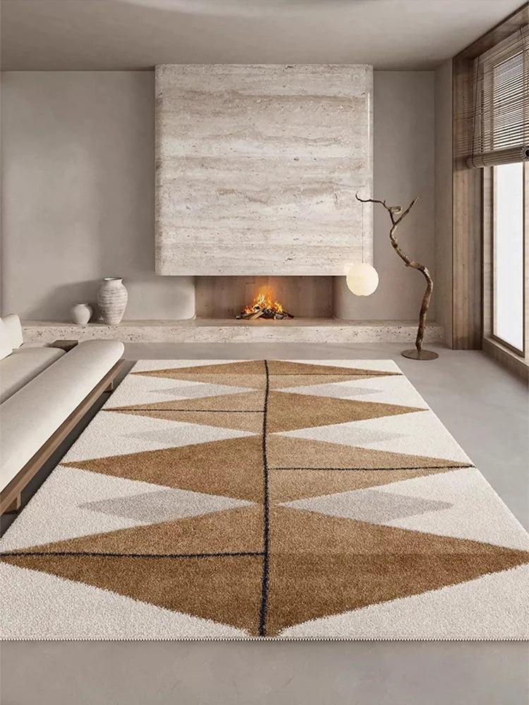 Tappeto Geometrico Crema e Marrone - Eleganza e Comfort per Ogni Stanza