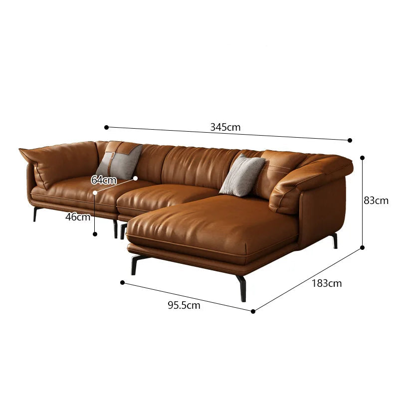 Eleganza e Comfort – Divano in Pelle Minimalista per un Living Moderno