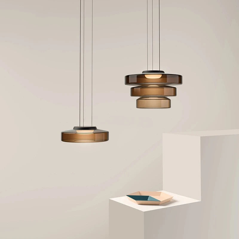 Lampadario Minimalista Italiano in Vetro - Design Moderno per Bar e Ristoranti