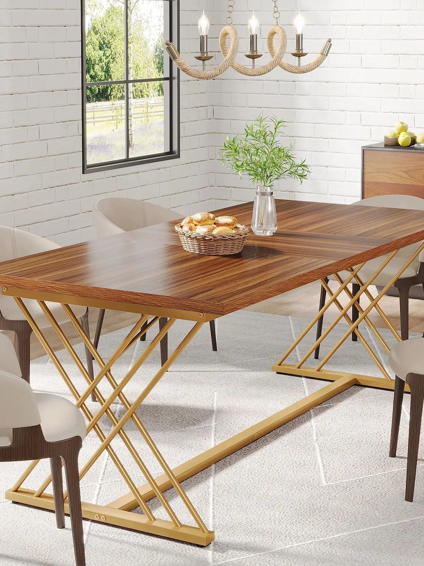 Tavolo da Pranzo Industriale da 63 Pollici – Design Robusti e Funzionale per 4-6 Persone
