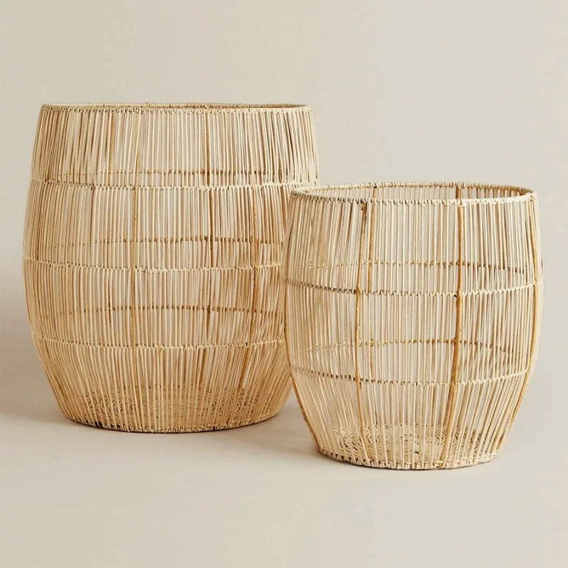 Cestino Portaoggetti in Rattan con Struttura in Ferro - Design Nordico e Funzionalità