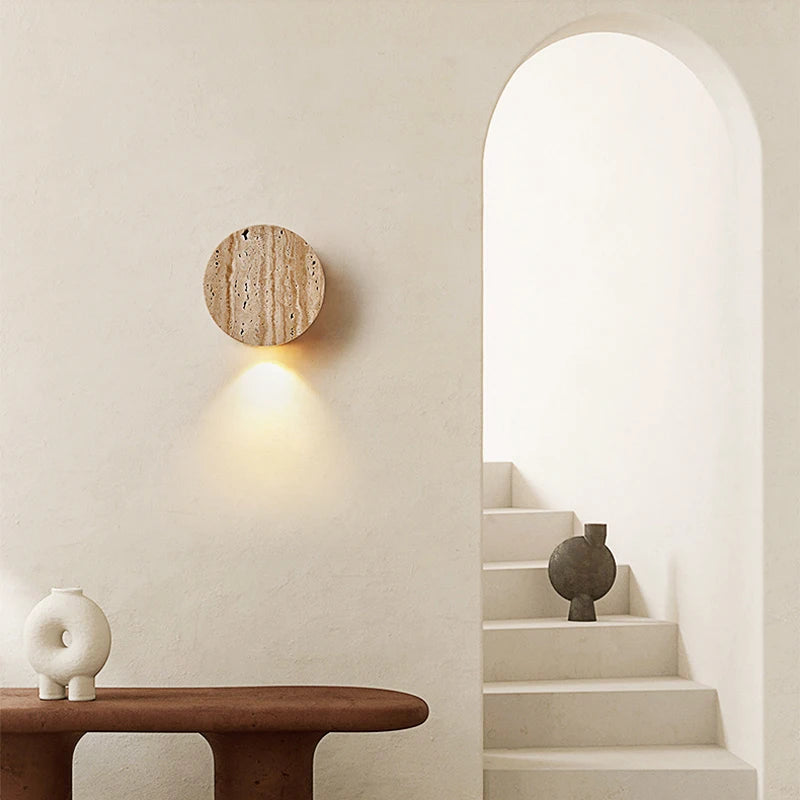 Lampada da Parete Nordica in Pietra Naturale – Design Wabi-Sabi e Illuminazione Minimalista