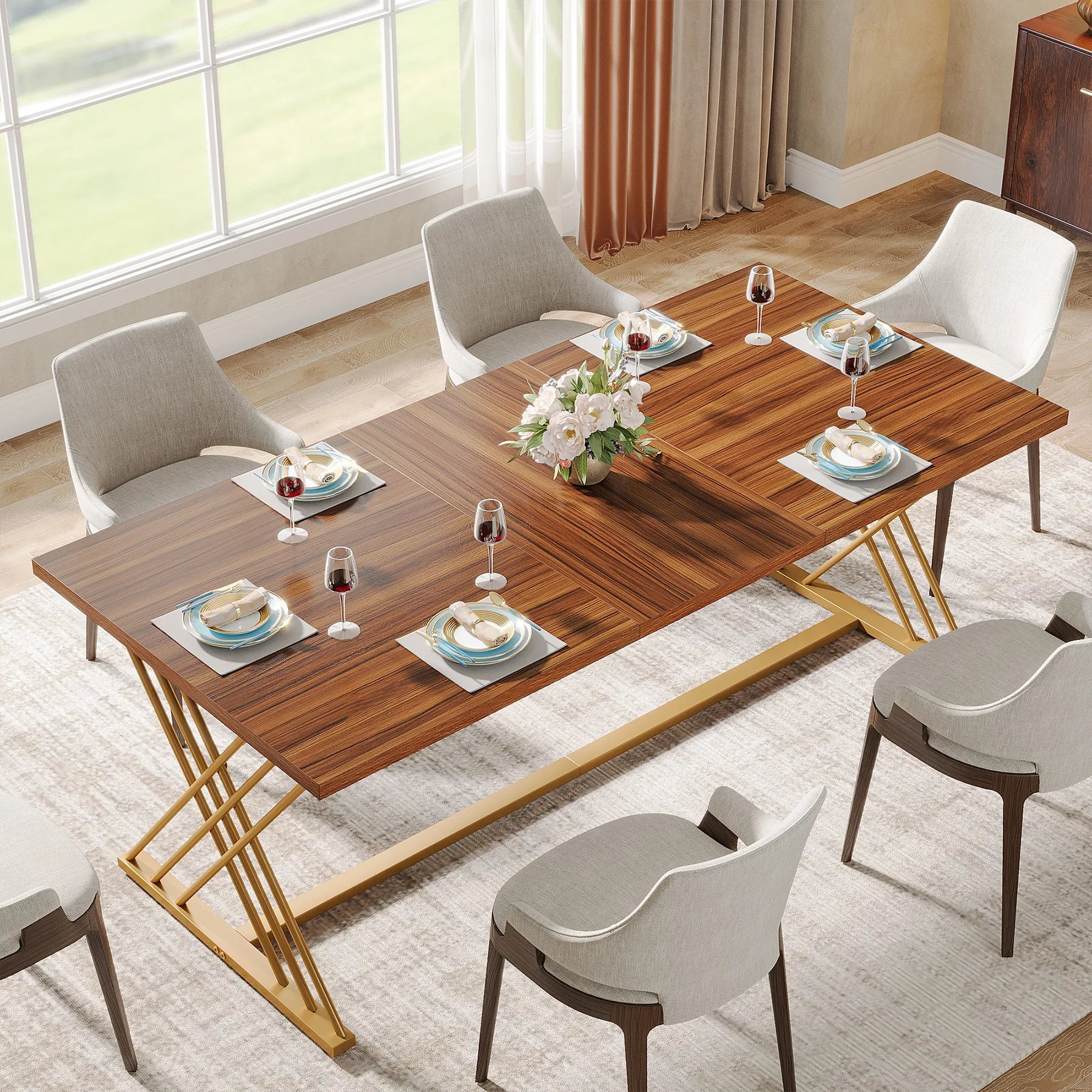 Tavolo da Pranzo Industriale da 63 Pollici – Design Robusti e Funzionale per 4-6 Persone