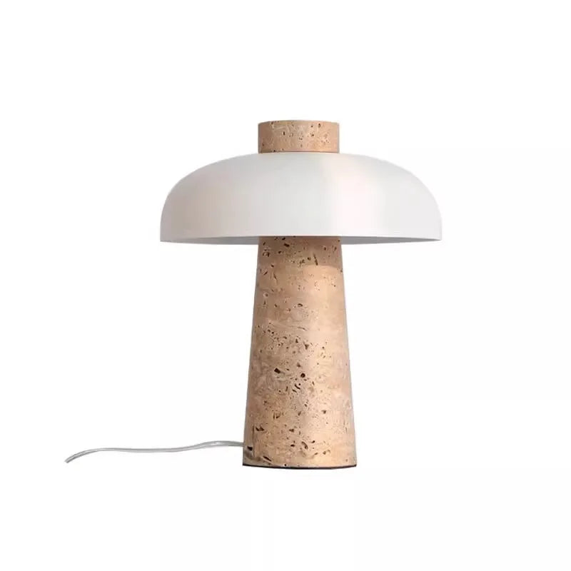 Lampada da Comodino in Travertino Naturale: Design Wabi-Sabi e Luce Calda per la Tua Casa