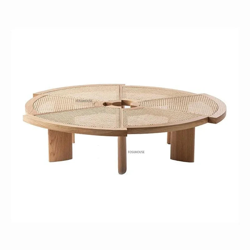 Tavolino da Salotto in Rattan e Legno Massello - Eleganza e Raffinatezza per Ogni Ambiente
