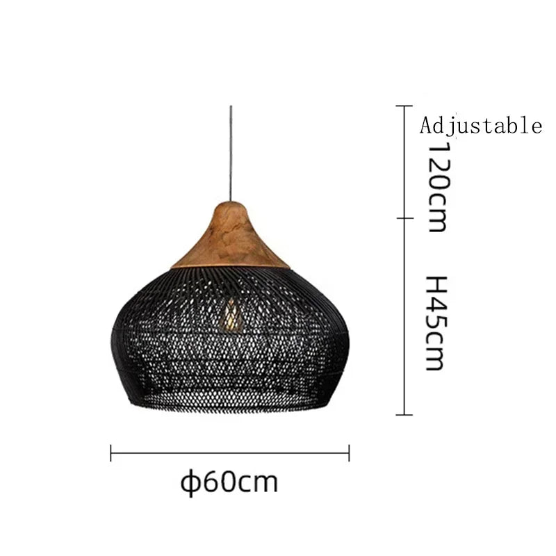 Lampada da Soffitto in Bambù e Rattan - Design Artigianale