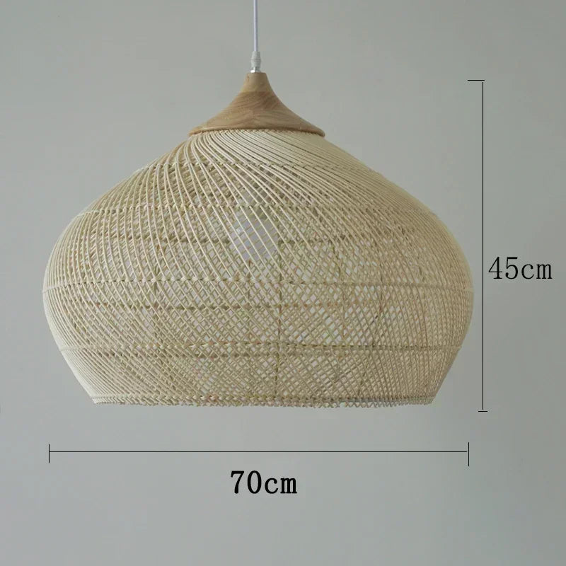 Lampada da Soffitto in Bambù e Rattan - Design Artigianale