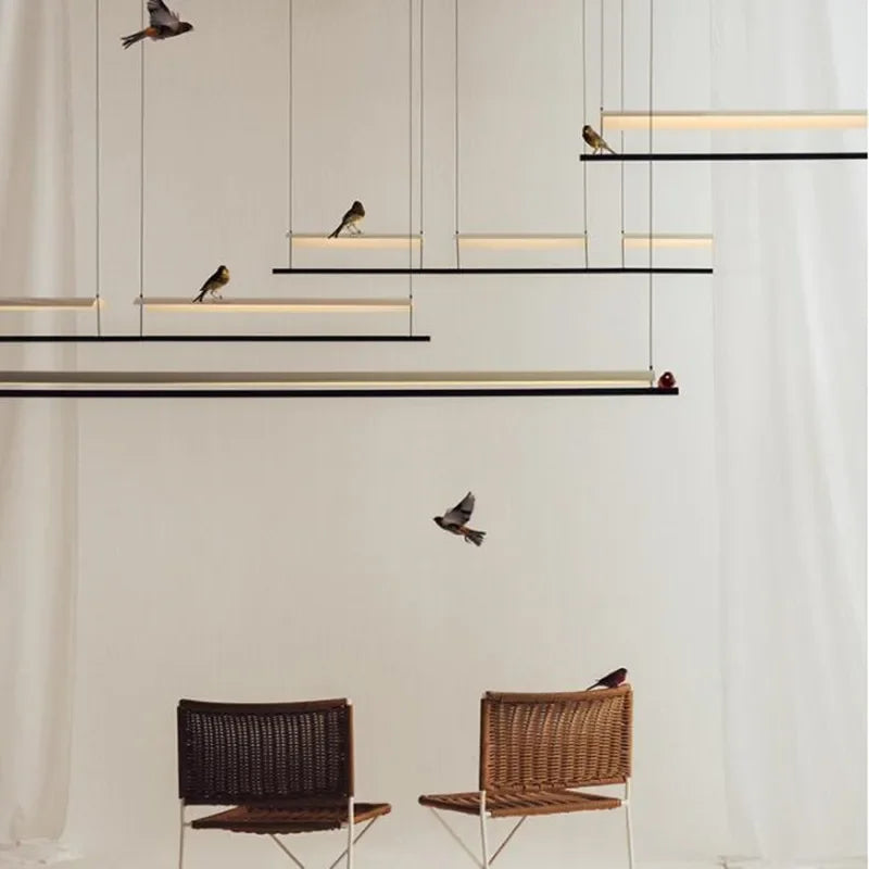 Lampadario Minimalista Scandinavo - Design Lungo e Moderno per Ristoranti e Uffici