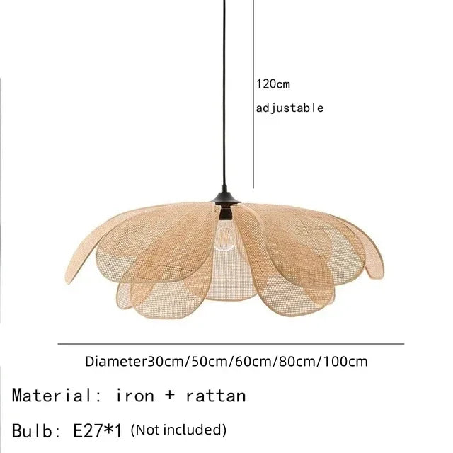 Lampada a Sospensione in Rattano Stile Giapponese – Atmosfera Zen e Design Unico