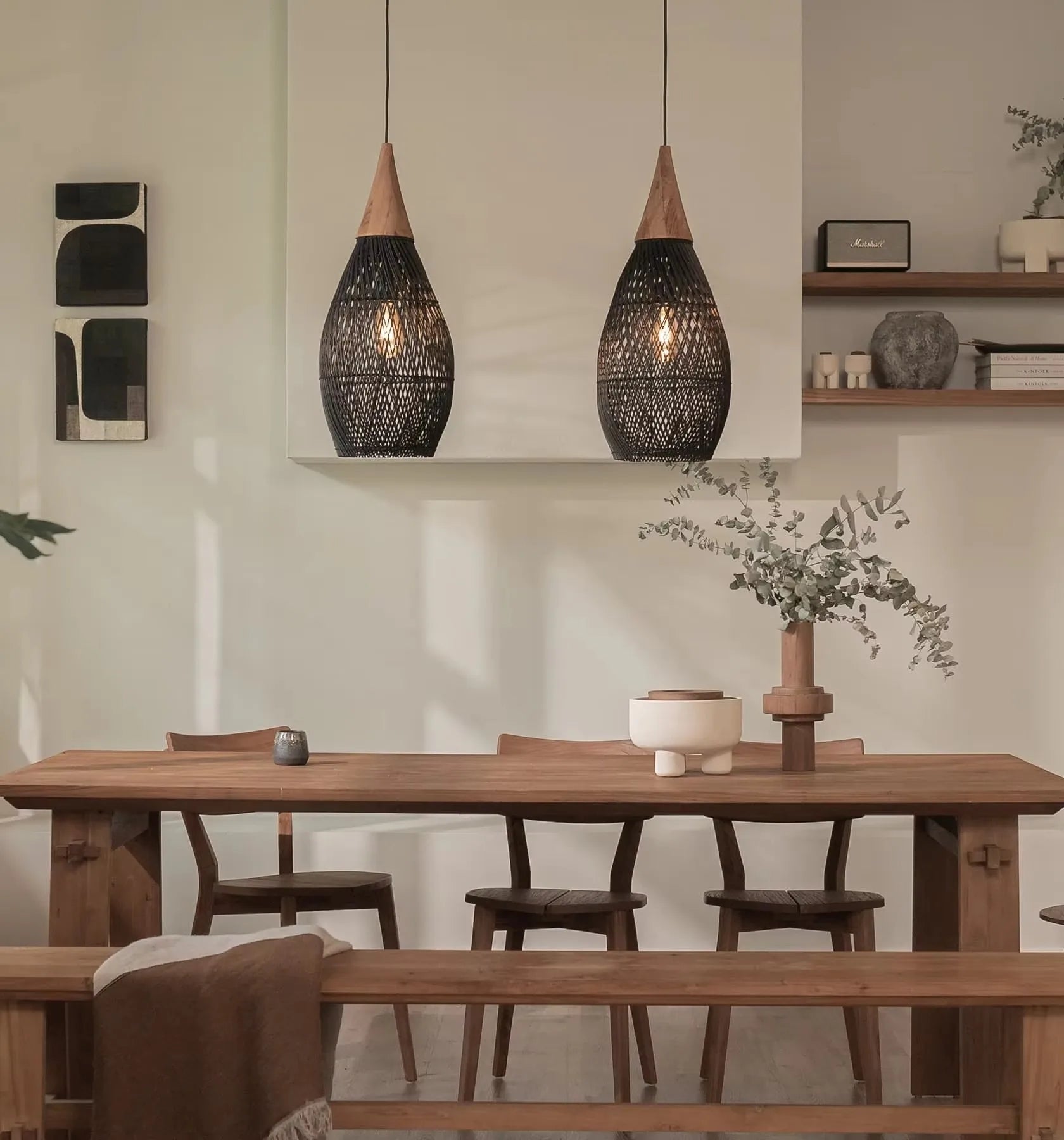 Lampada da Soffitto in Bambù e Rattan - Design Artigianale
